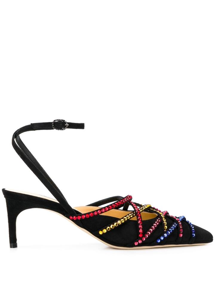 Giannico Daisy Sling Back Flat Sandals - Black