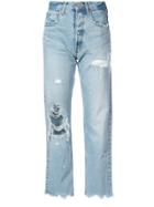 Moussy Ripped High-waisted Jeans - Blue