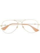 Gucci Eyewear Aviator Framed Glasses - Gold