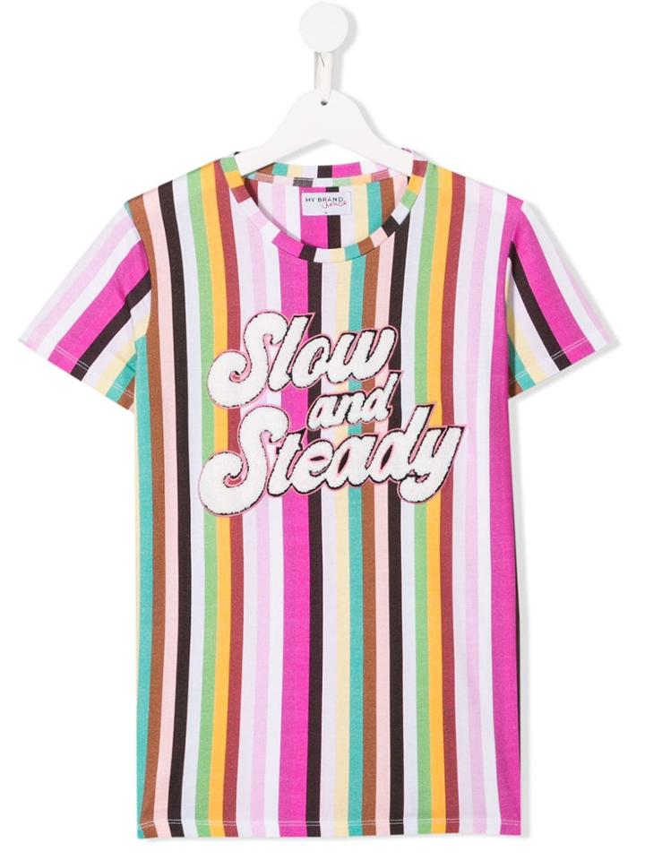 My Brand Kids Striped Logo T-shirt - Neutrals
