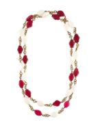 Chanel Vintage Gripoix Double Strand Necklace, Women's, Red