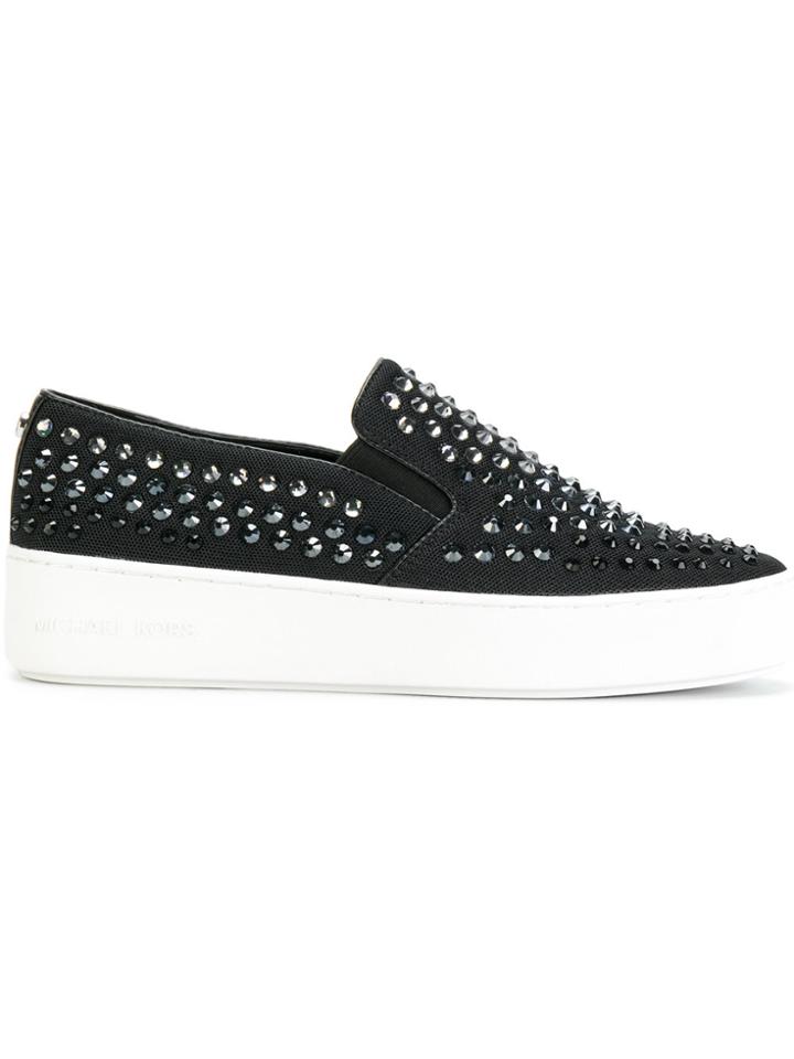 Michael Michael Kors Trent Embellished Slip-on Sneakers - Black