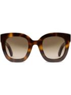 Gucci Eyewear Occhiali Da Sole Rotondi In Acetato Con Stella - Brown