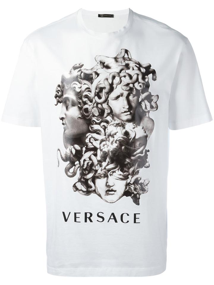 Versace Printed T-shirt, Men's, Size: Xl, White, Cotton