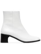By Far Jeane 55 Square Toe Leather Ankle Boots - White