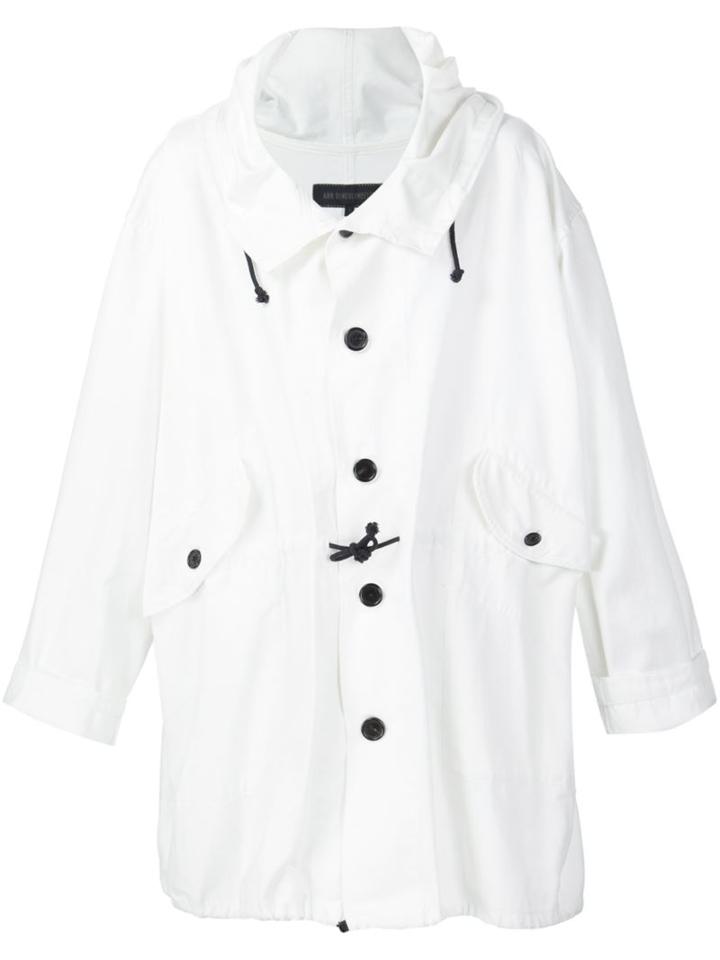 Ann Demeulemeester Grise Hooded Trench Coat, Men's, Size: Small, White, Cotton