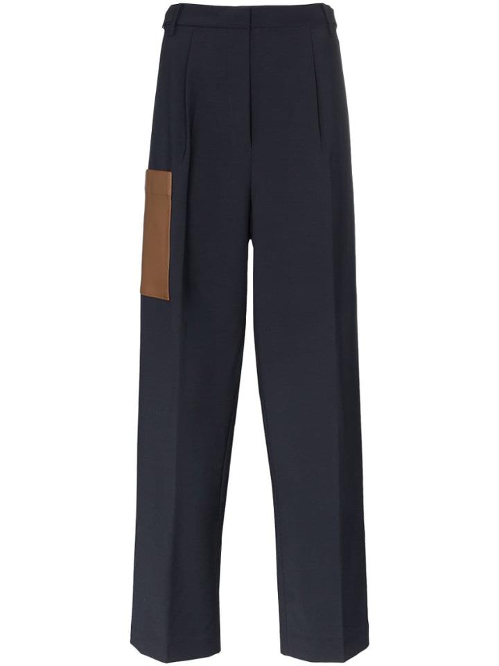 Tibi Patch Pocket Straight Trousers - Blue