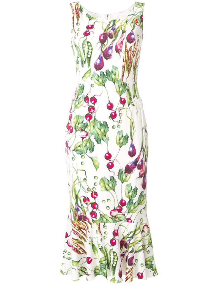 Dolce & Gabbana Cady Godet Dress - Green