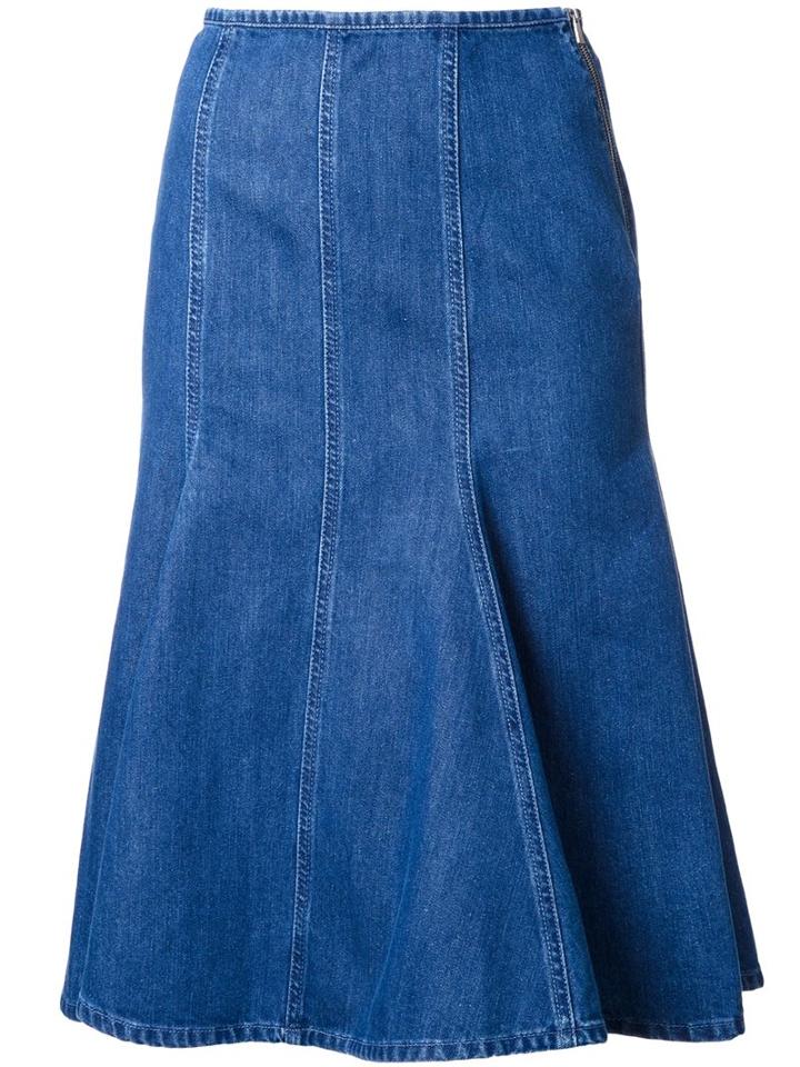 Michael Kors Flared Denim Skirt, Women's, Size: 2, Blue, Cotton