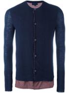 Lanvin Mixed Material Knit Henley, Men's, Size: Medium, Blue, Wool/cotton
