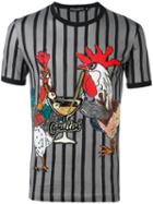 Dolce & Gabbana Rooster Print T-shirt, Men's, Size: 54, Grey, Cotton/plastic/glass/silk