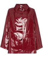 Kassl Button Down Patent Raincoat - Red