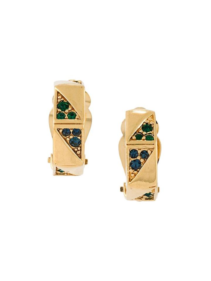 Nina Ricci Vintage Coloured Gemstone Clip-on Earrings, Women's, Metallic