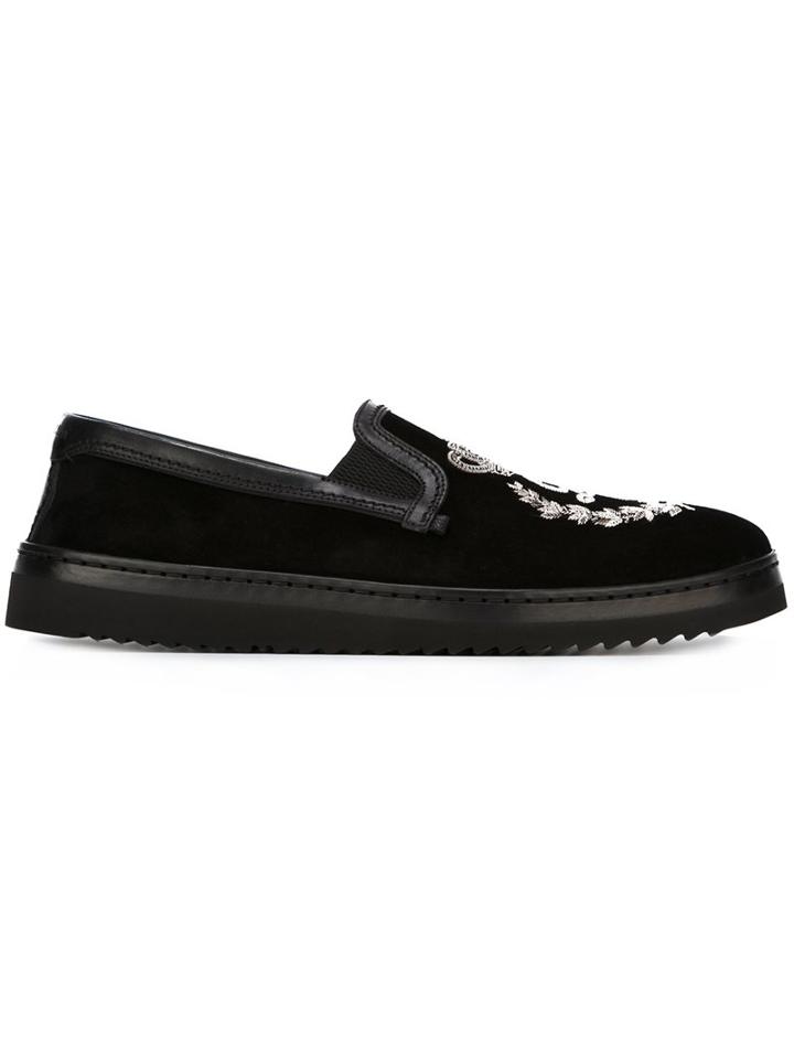 Dolce & Gabbana Embroidered Crest Slip-on Sneakers