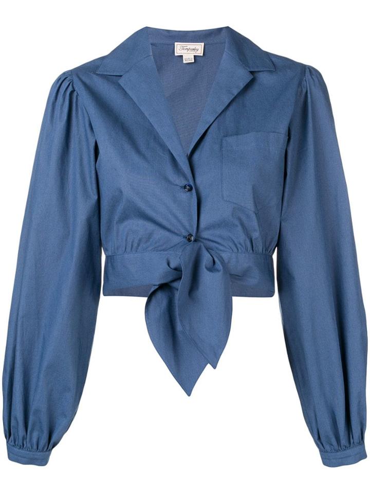 Temperley London Isla Cropped Shirt - Blue