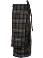 Y/project Check Print Wrap Skirt - Blue
