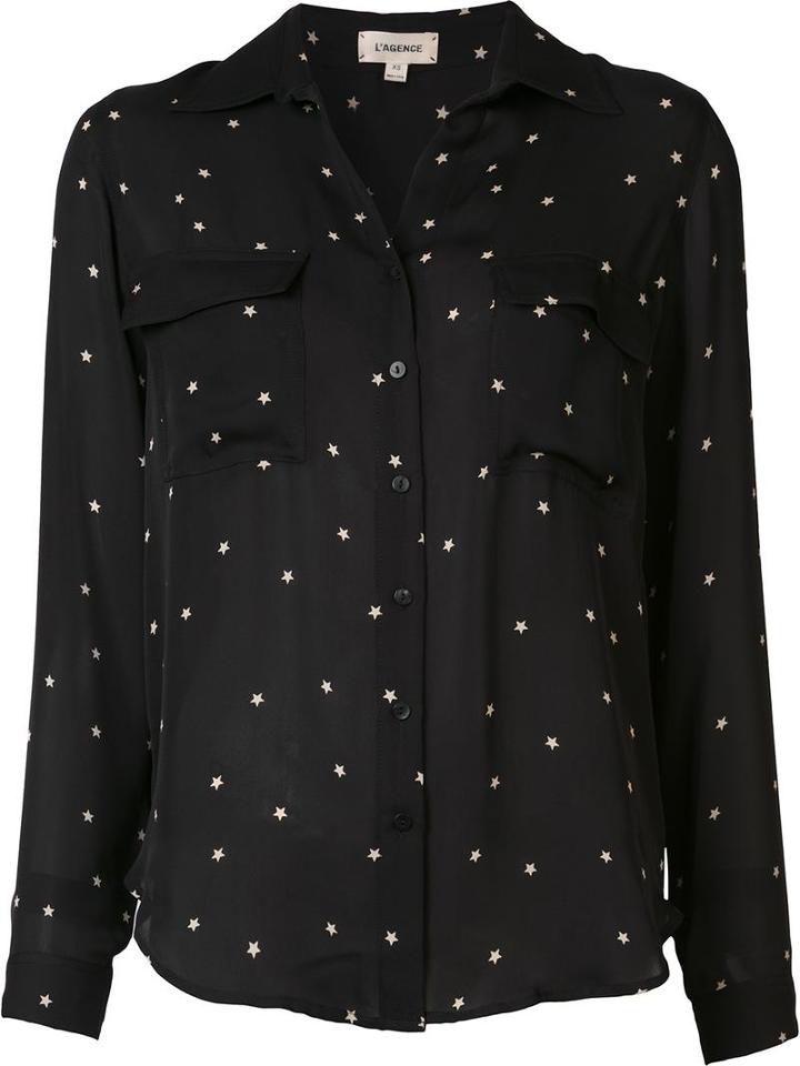 L'agence Star Print Shirt, Women's, Size: Small, Black, Silk