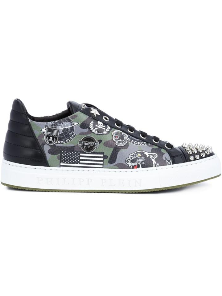 Philipp Plein Studded Air Force Sneakers, Men's, Size: 44, Black, Leather/rubber