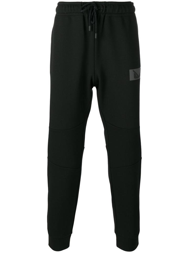 Fendi Bag Bugs Patch Track Pants, Men's, Size: 48, Black, Cotton/polyester