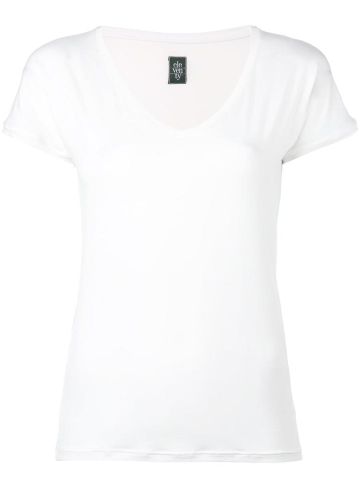 Eleventy - Dipped Neck T-shirt - Women - Spandex/elastane/modal - M, White, Spandex/elastane/modal