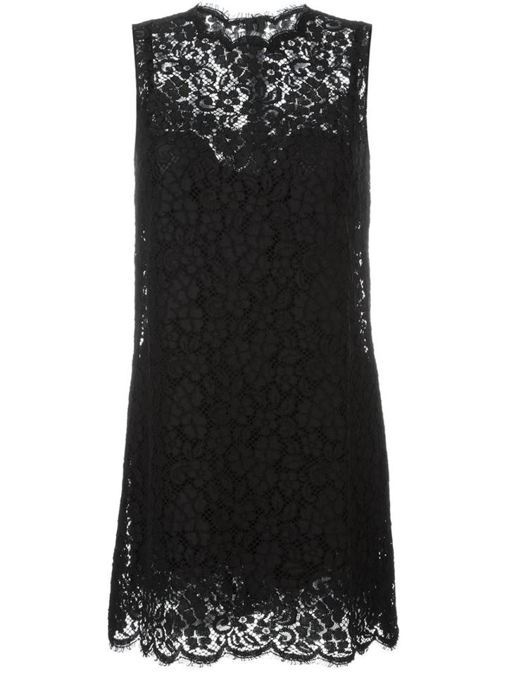 Dolce & Gabbana Floral Lace Dress, Women's, Size: 44, Black, Cotton/nylon/viscose/spandex/elastane