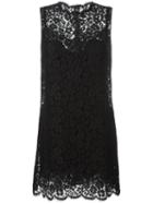 Dolce & Gabbana Floral Lace Dress, Women's, Size: 44, Black, Cotton/nylon/viscose/spandex/elastane