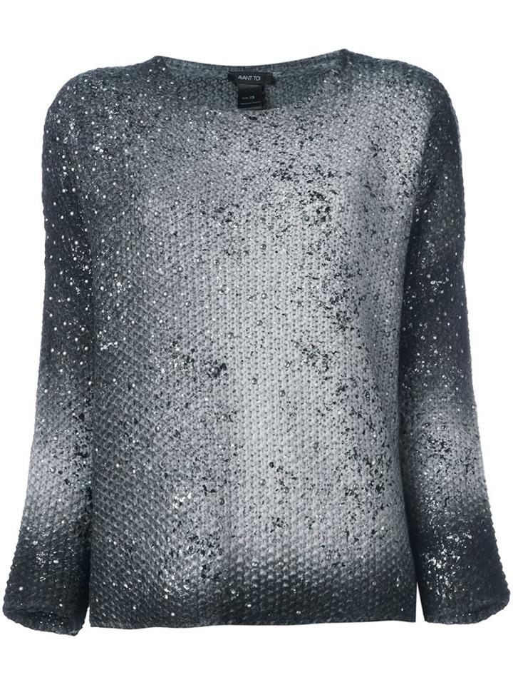 Avant Toi Dégradé Boxy Pullover, Women's, Size: Xs, Grey, Aluminium/virgin Wool/polyimide