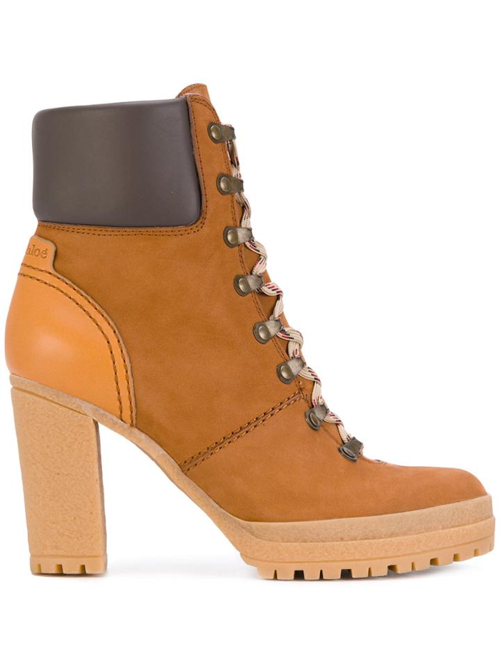 See By Chloé Heeled Hiking Booties - Brown