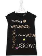 Young Versace Teen Lettering Tank Top - Black
