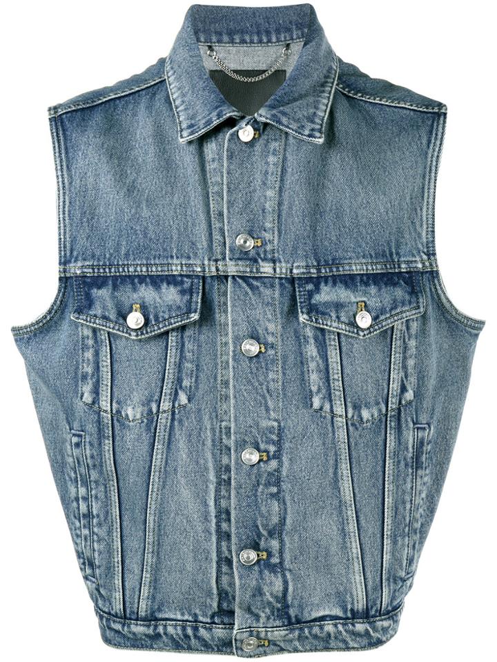Balenciaga Sleeveless Denim Jacket - Blue