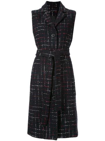 Blindness Check Sleeveless Coat - Blue