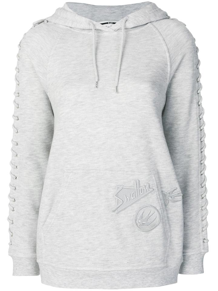 Mcq Alexander Mcqueen Lace-up Detail Hoodie - Grey