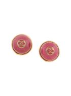 Chanel Vintage Round Cc Earrings - Red