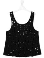 Une Fille Perforated Tank Top, Girl's, Size: 14 Yrs, Black