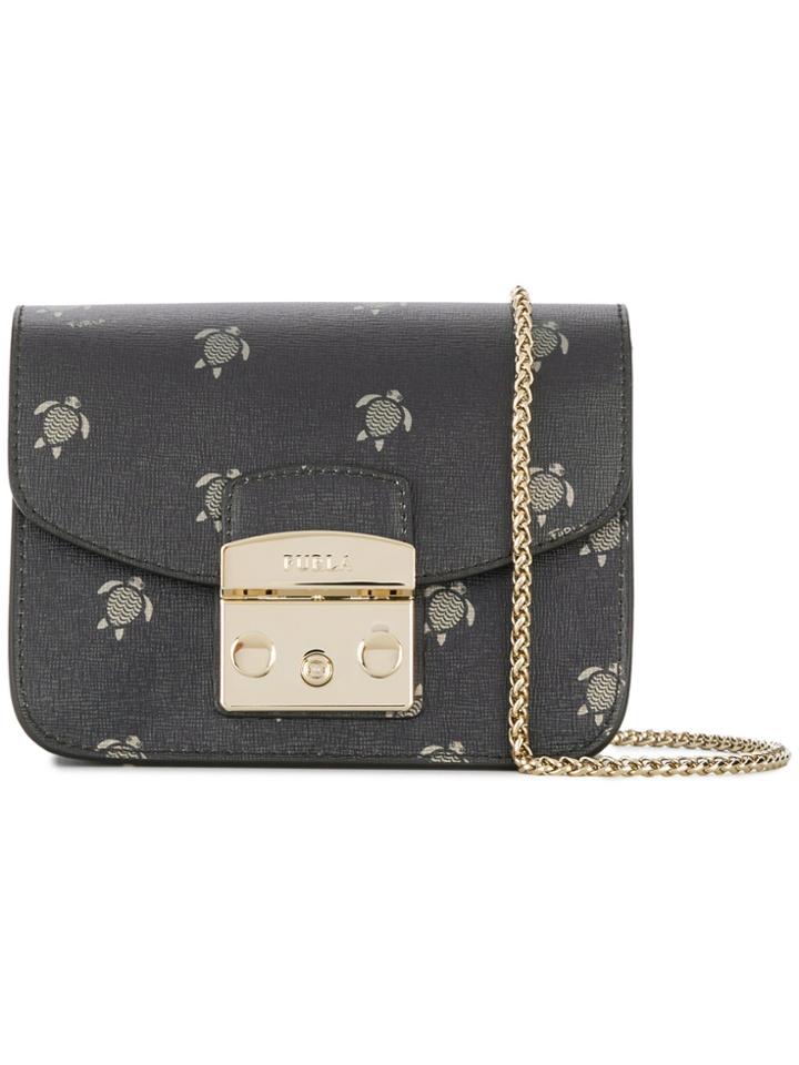 Furla Metropolis Turtle Print Shoulder Bag - Black