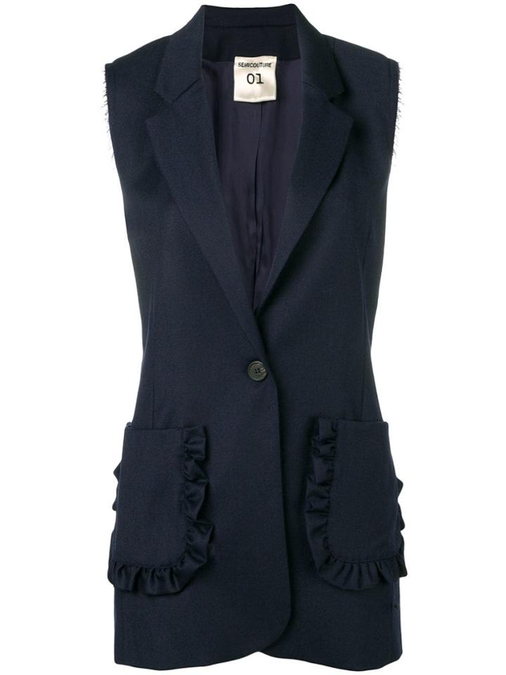 Semicouture Ruched Pockets Waistcoat - Blue