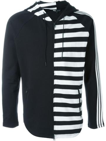 Y-3 Striped Hoodie, Men's, Size: L, Black, Cotton