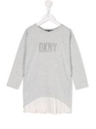 Dkny Kids Pleated T-shirt Dress, Girl's, Size: 8 Yrs, Grey