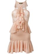 Roberto Cavalli Ruffle Trim Lace Mini Dress