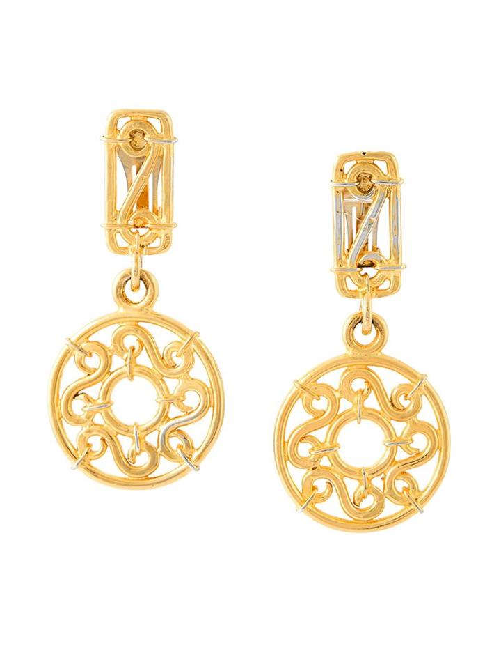 Céline Vintage Drop Disc Clip-on Earrings
