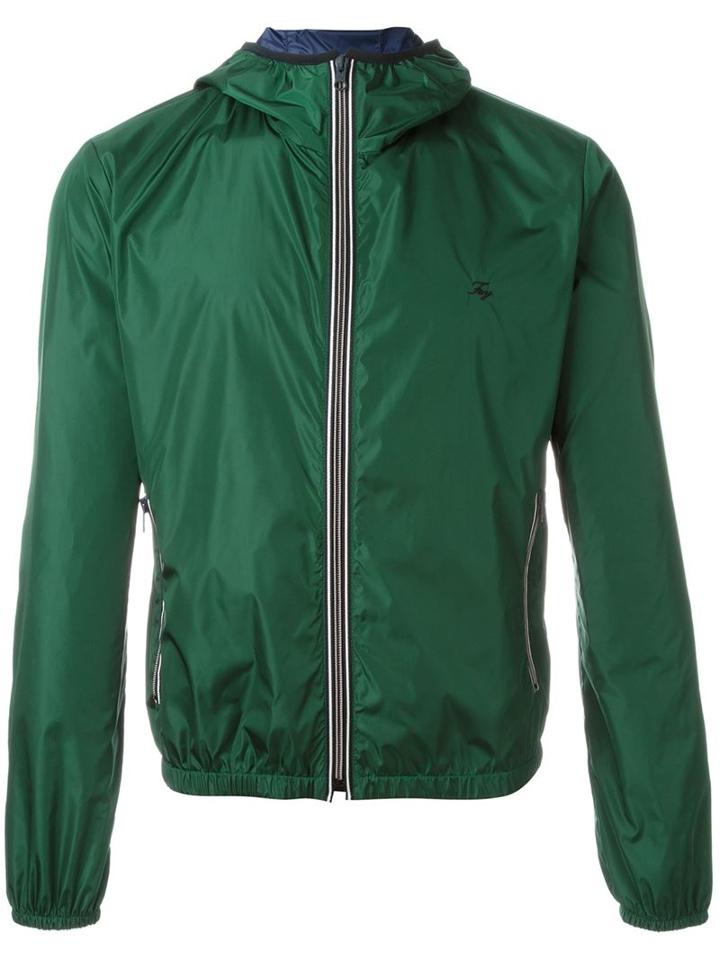 Fay Hooded Windbreaker, Men's, Size: Medium, Green, Polyamide