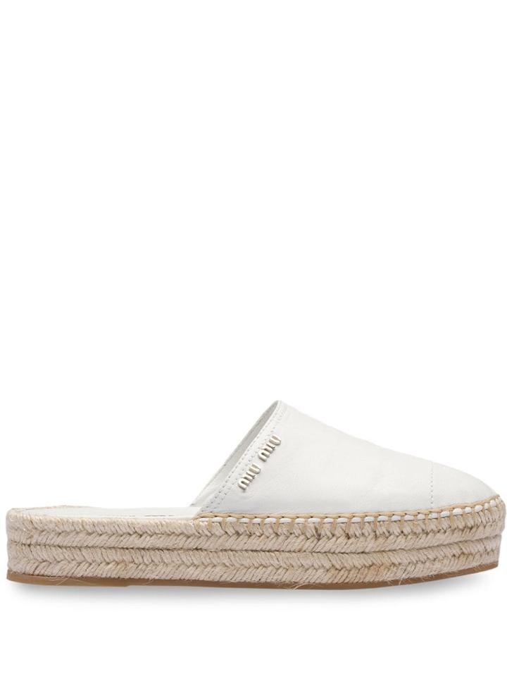 Miu Miu Leather Mules - White