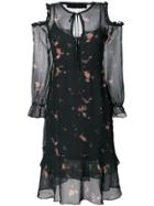 All Saints Layered Cold Shoulder Floral Dress - Black