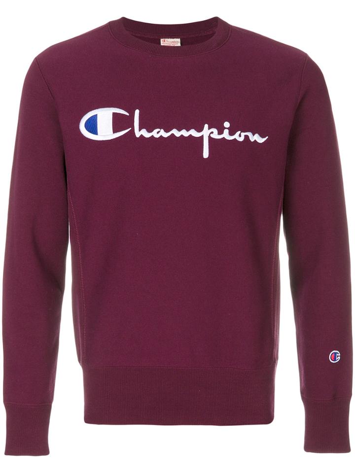Champion Logo Embroidered Sweatshirt - Pink & Purple