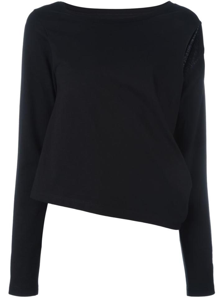 Mm6 Maison Margiela Cold Shoulder Sweater, Women's, Size: Large, Black, Cotton