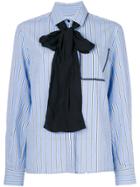 Msgm Lace Trim Striped Shirt - Blue
