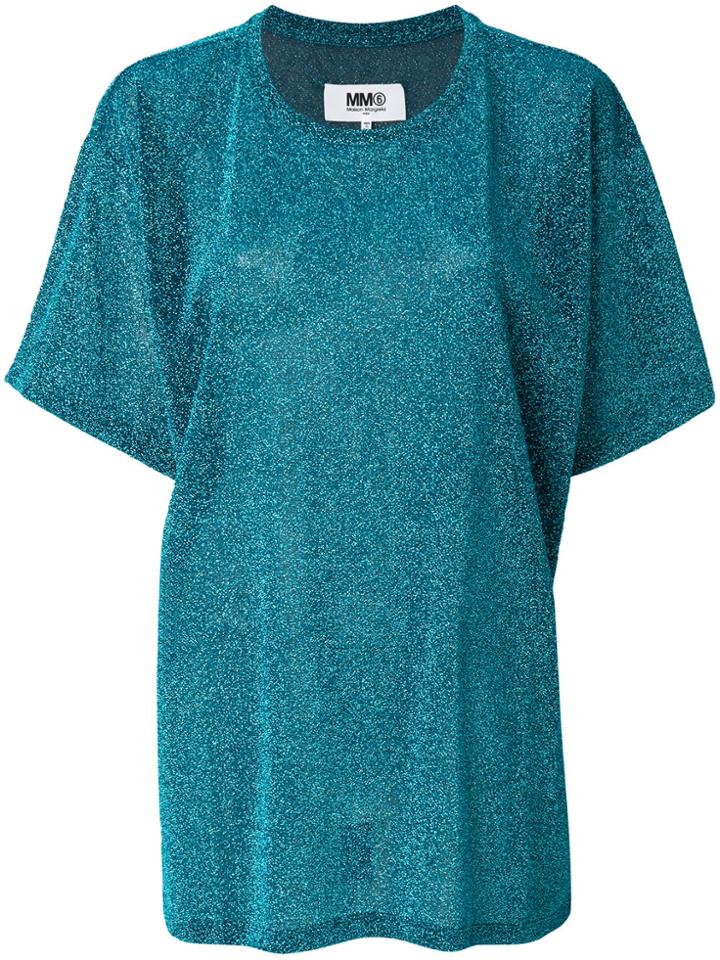 Mm6 Maison Margiela Glitter-effect T-shirt - Blue