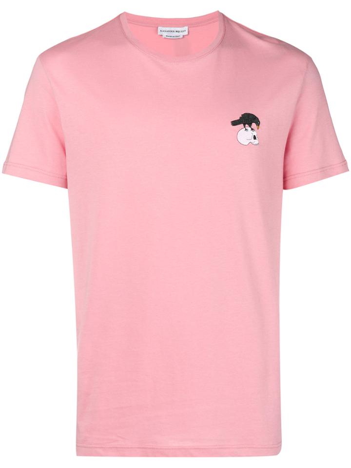 Alexander Mcqueen Skull And Crow T-shirt - Pink & Purple