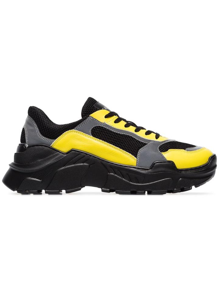 Balmain Black, Yellow And Grey Jace Technical Sneakers