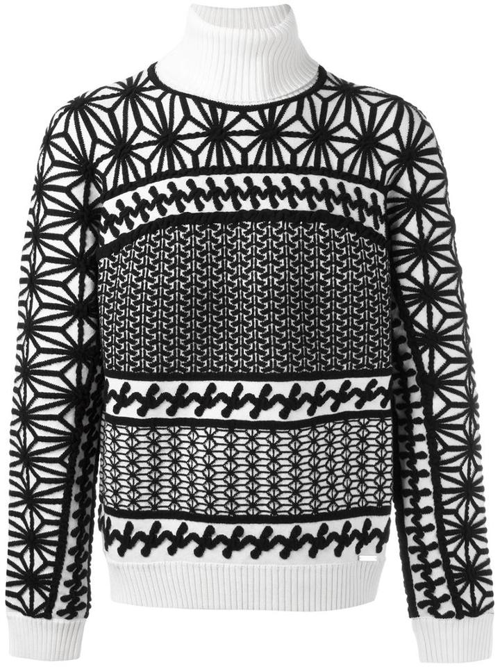 Dsquared2 Japanese Star Knit Jumper, Men's, Size: Large, Black, Wool/viscose/polyamide/cashmere